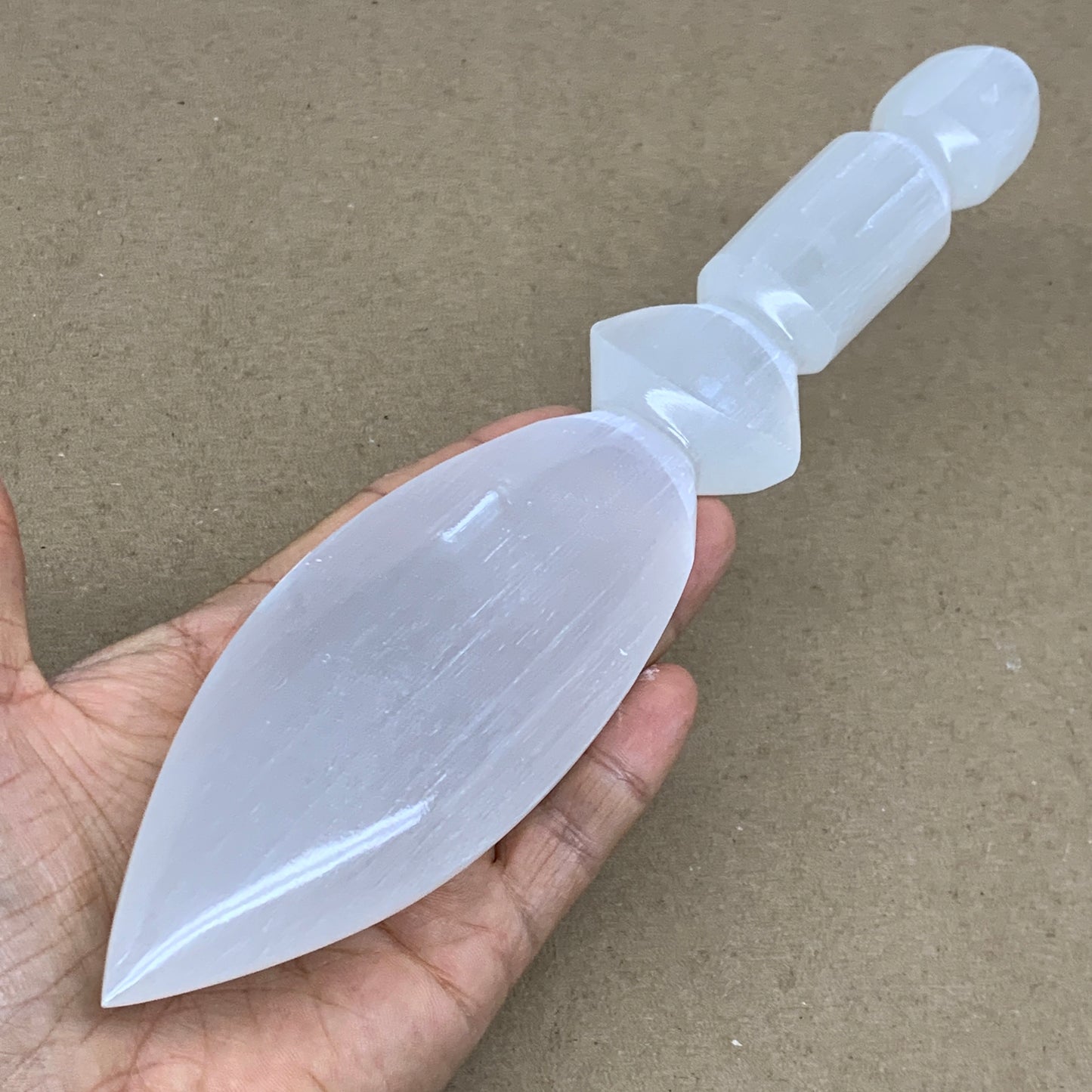 0.68 lbs, 9.75"x2"x0.9", Natural Selenite Crystal Dagger (Satin Spar), B36534