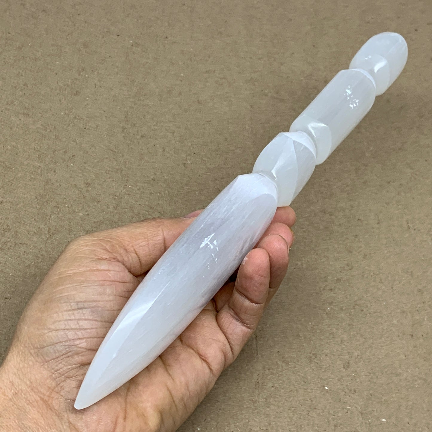 0.68 lbs, 9.75"x2"x0.9", Natural Selenite Crystal Dagger (Satin Spar), B36534