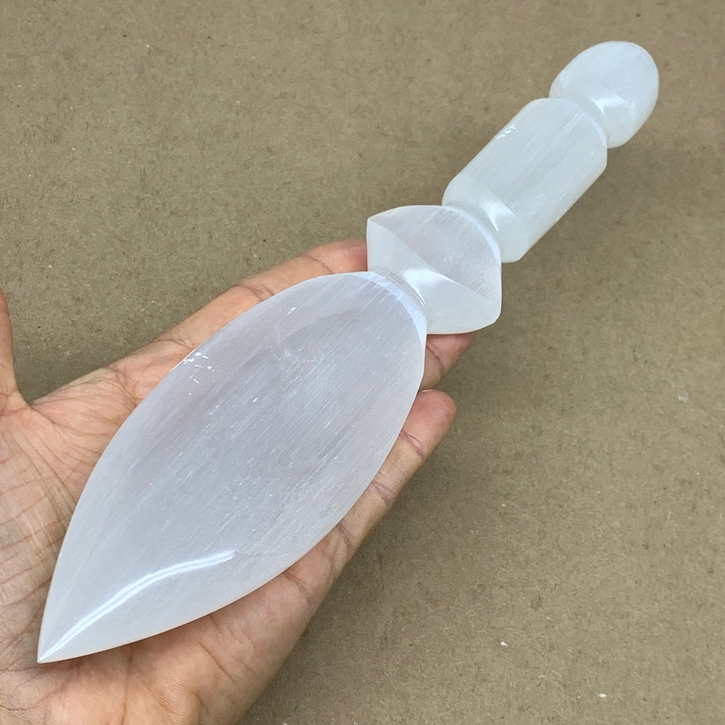 0.68 lbs, 9.75"x2"x0.9", Natural Selenite Crystal Dagger (Satin Spar), B36534