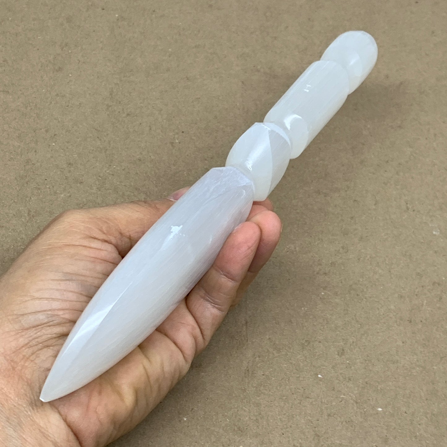0.68 lbs, 9.75"x2"x0.9", Natural Selenite Crystal Dagger (Satin Spar), B36534
