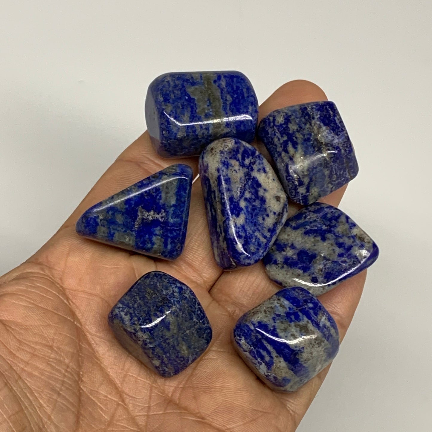 121.2g,0.8"-1", 7pcs, Natural Lapis Lazuli Tumbled Stone @Afghanistan, B30270