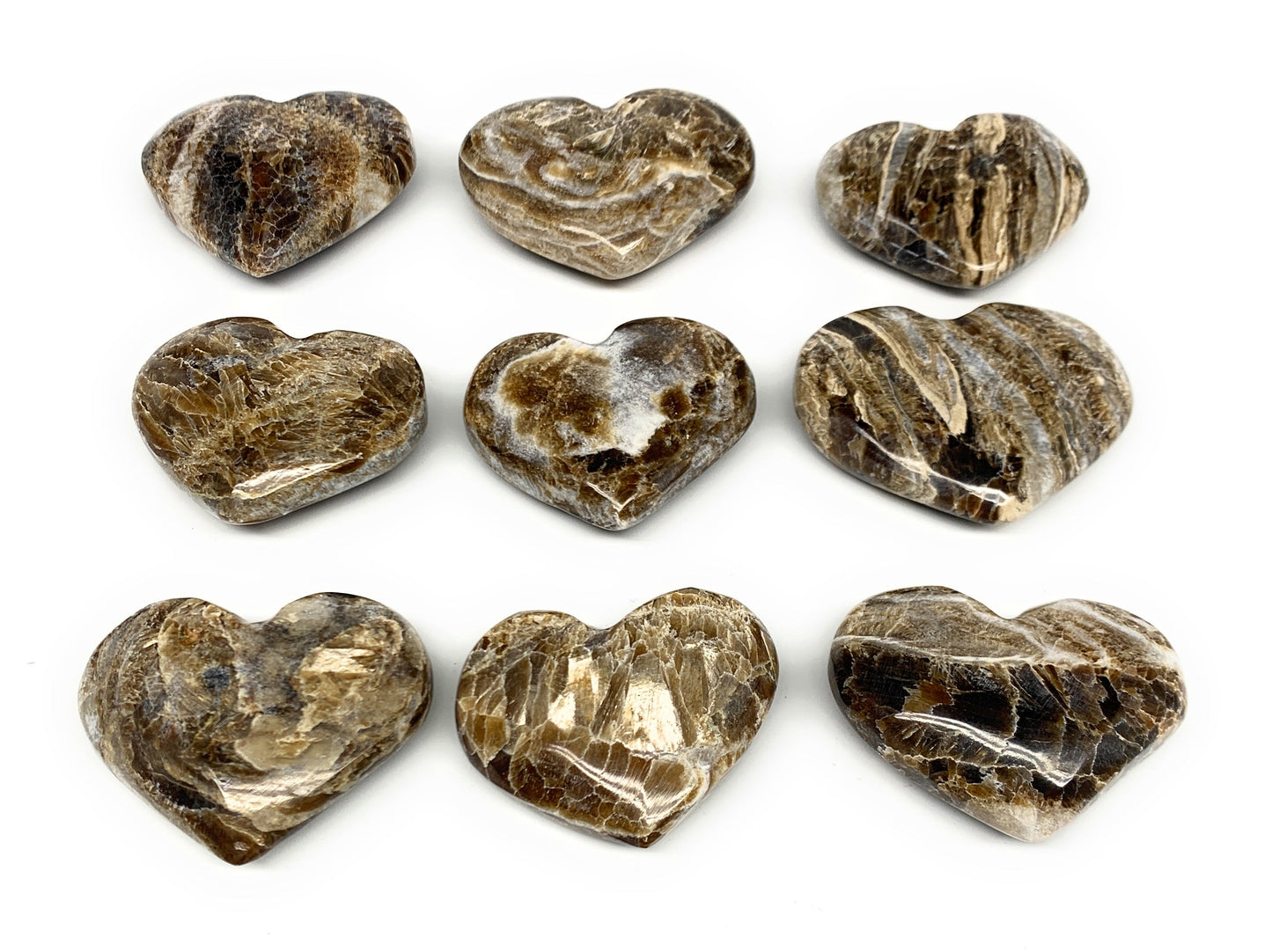 683g,(1.5 lbs) ,9 pcs, 1.8"- 2.1", Gray Onxy Hearts from Morocco, B27251