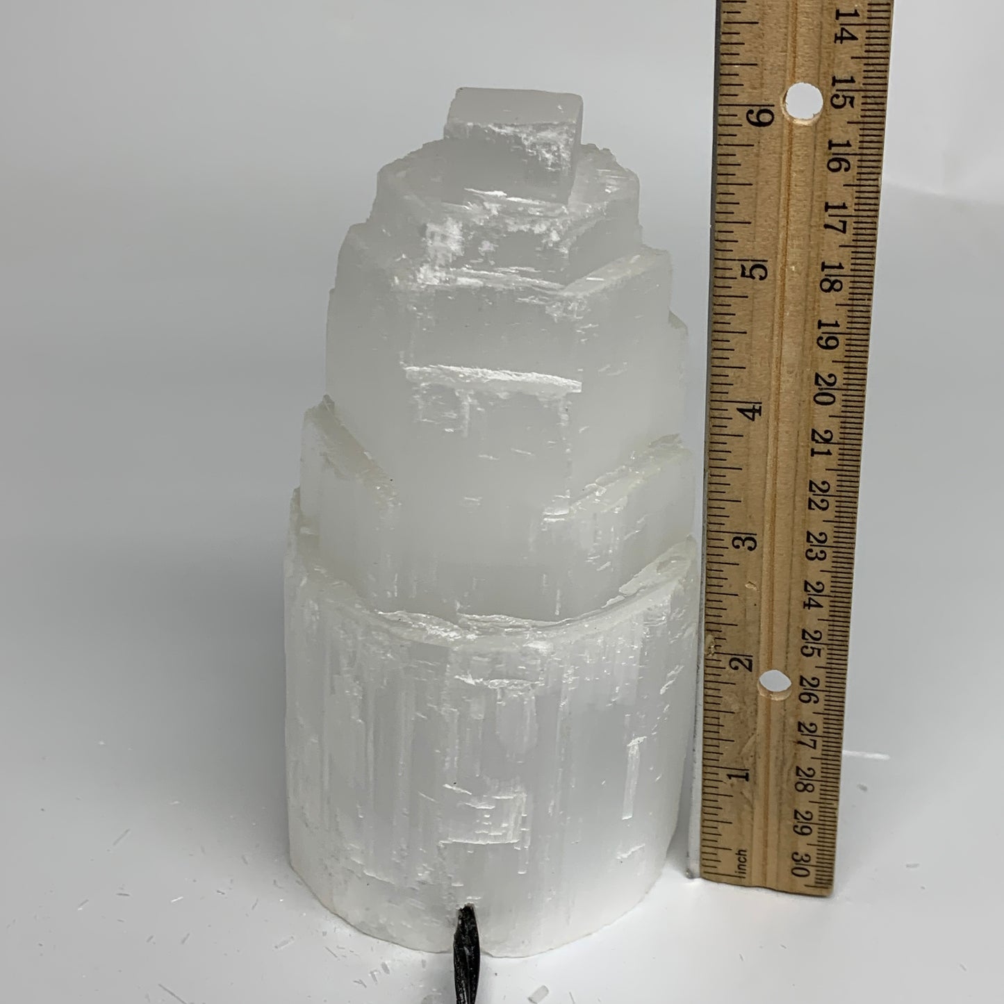 2.1 lbs, 6"x3.2", Raw Rough Selenite (Satin Spar) Lamp Tower, 6ft Chord, B35884
