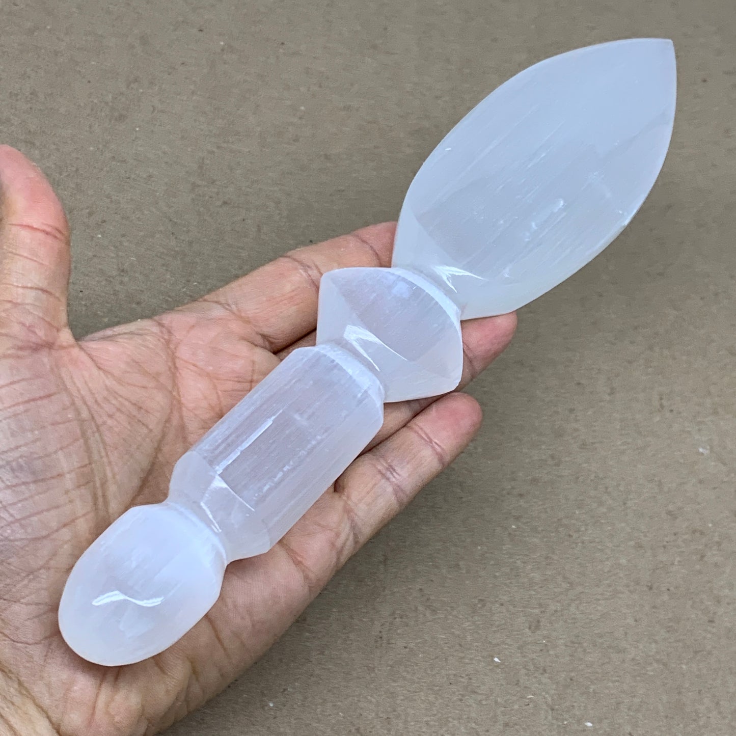 0.68 lbs, 9.75"x2"x0.9", Natural Selenite Crystal Dagger (Satin Spar), B36534