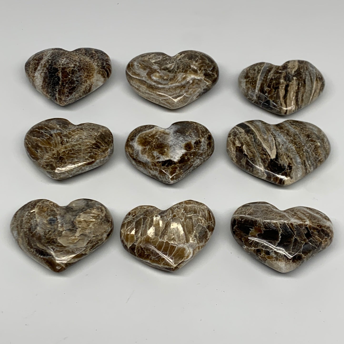683g,(1.5 lbs) ,9 pcs, 1.8"- 2.1", Gray Onxy Hearts from Morocco, B27251