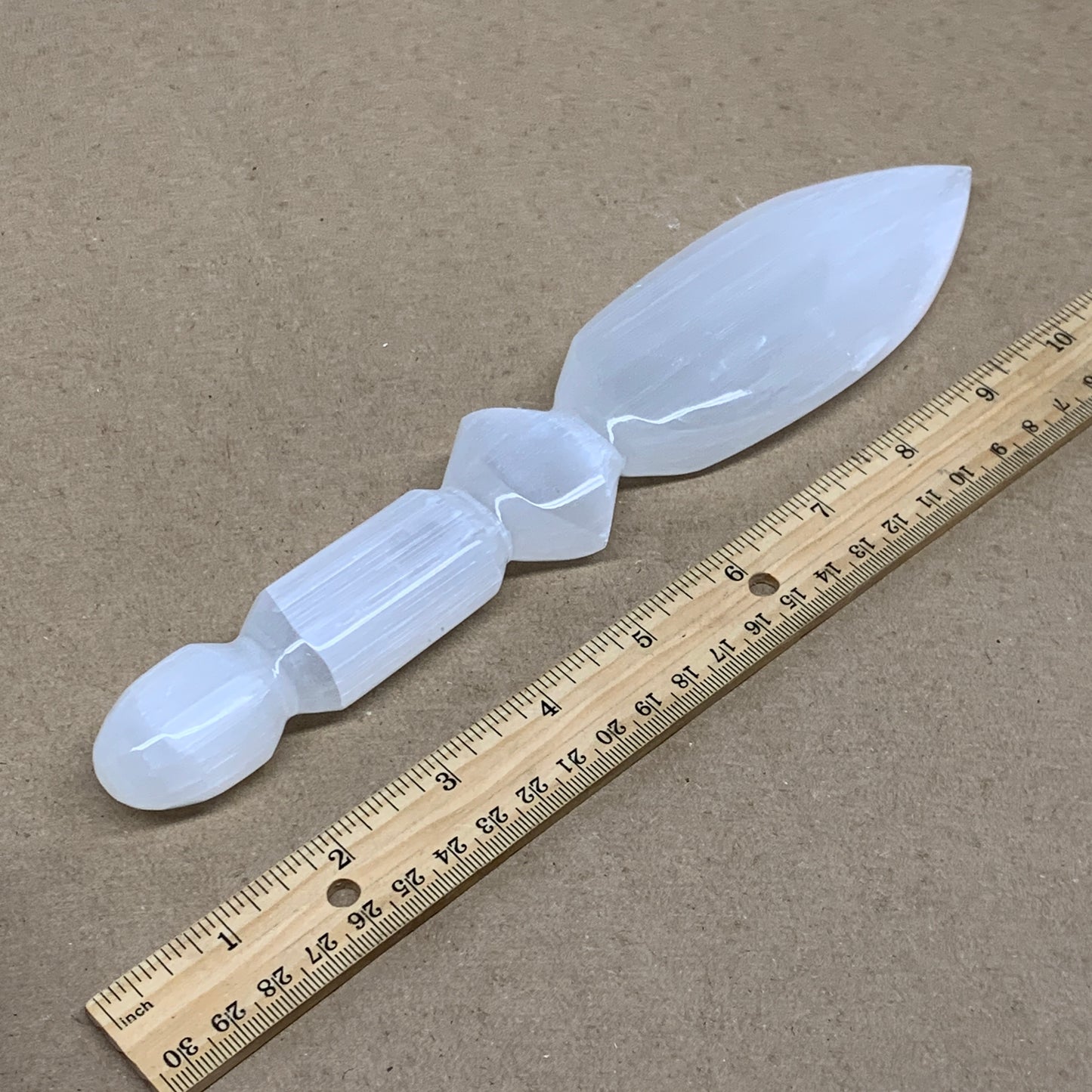 0.68 lbs, 9.75"x2"x0.9", Natural Selenite Crystal Dagger (Satin Spar), B36534