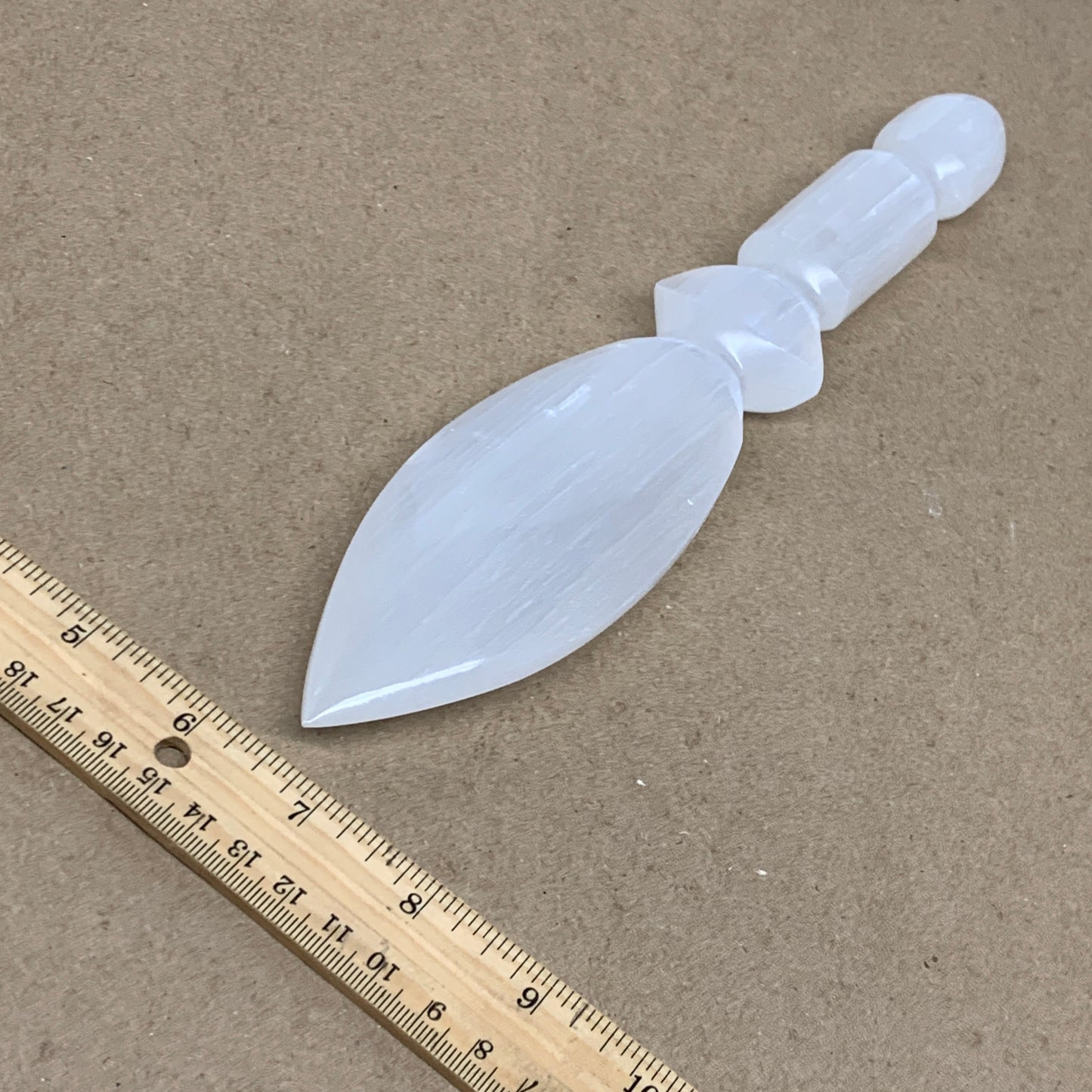 0.68 lbs, 9.75"x2"x0.9", Natural Selenite Crystal Dagger (Satin Spar), B36534