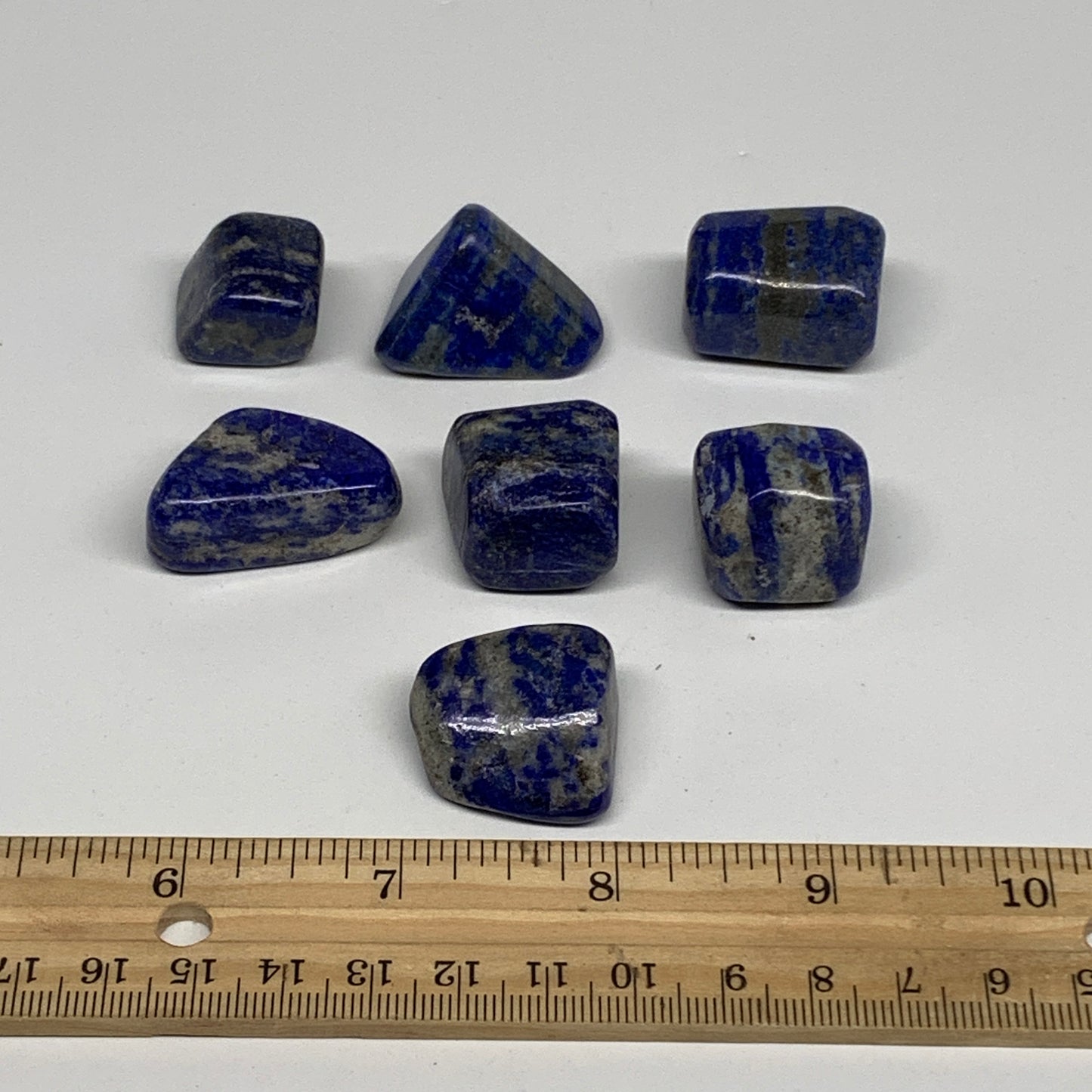 121.2g,0.8"-1", 7pcs, Natural Lapis Lazuli Tumbled Stone @Afghanistan, B30270