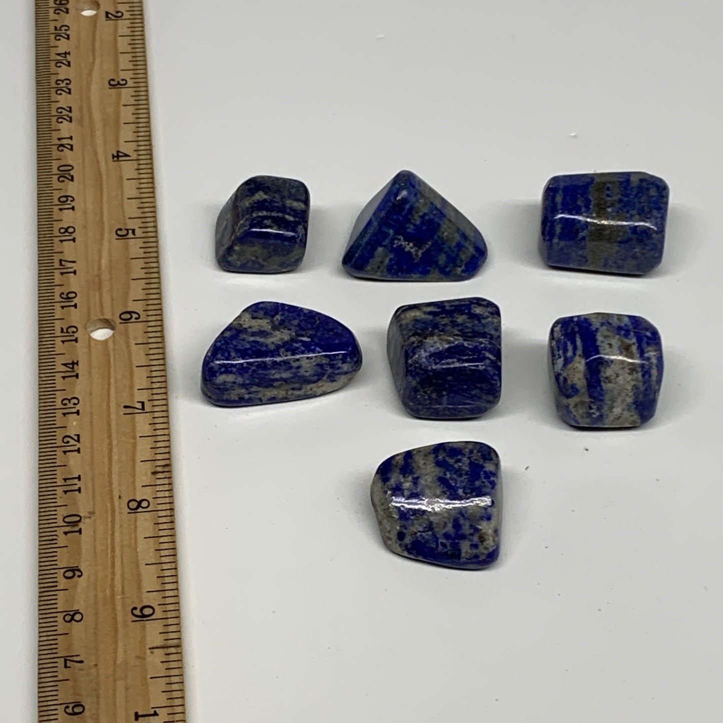 121.2g,0.8"-1", 7pcs, Natural Lapis Lazuli Tumbled Stone @Afghanistan, B30270