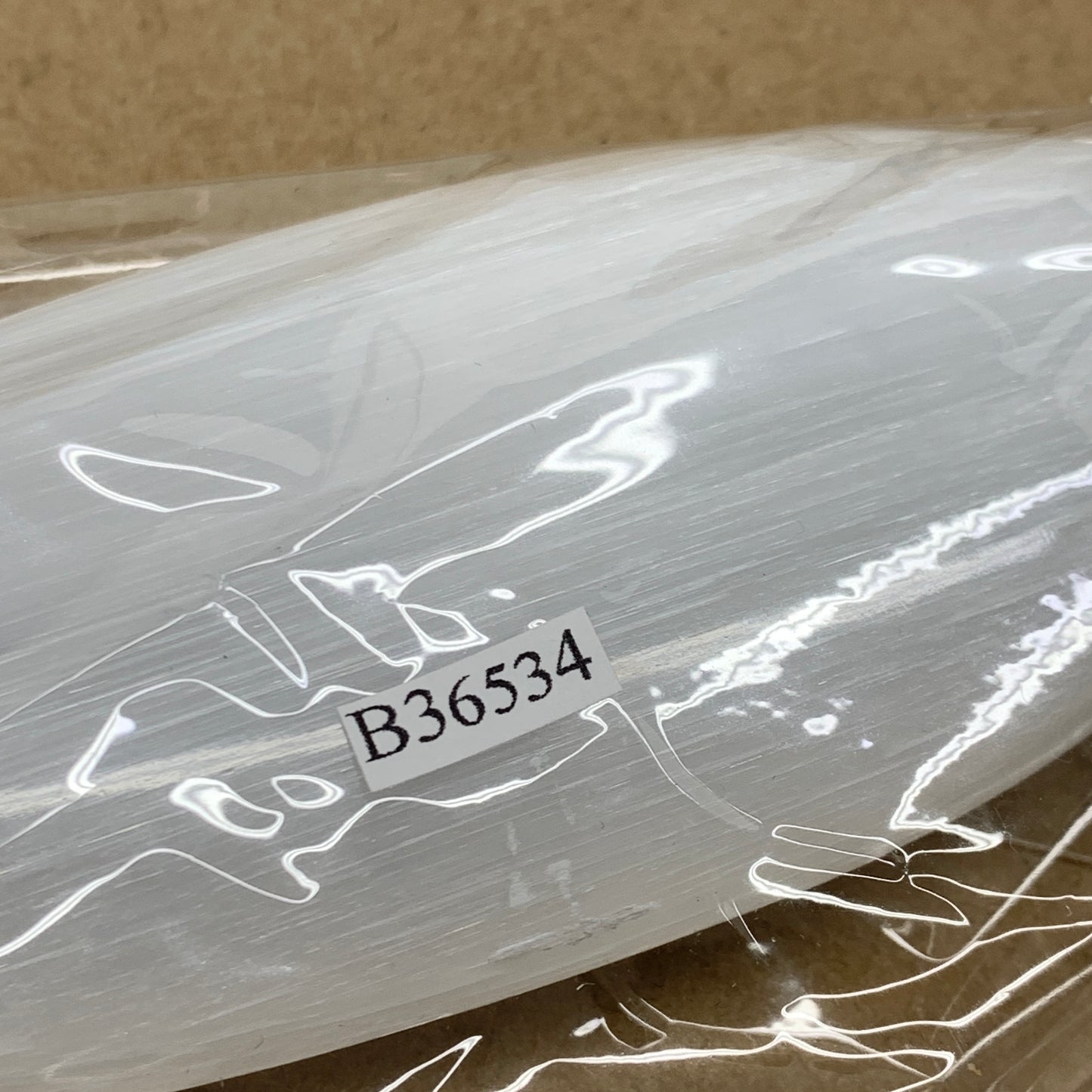 0.68 lbs, 9.75"x2"x0.9", Natural Selenite Crystal Dagger (Satin Spar), B36534