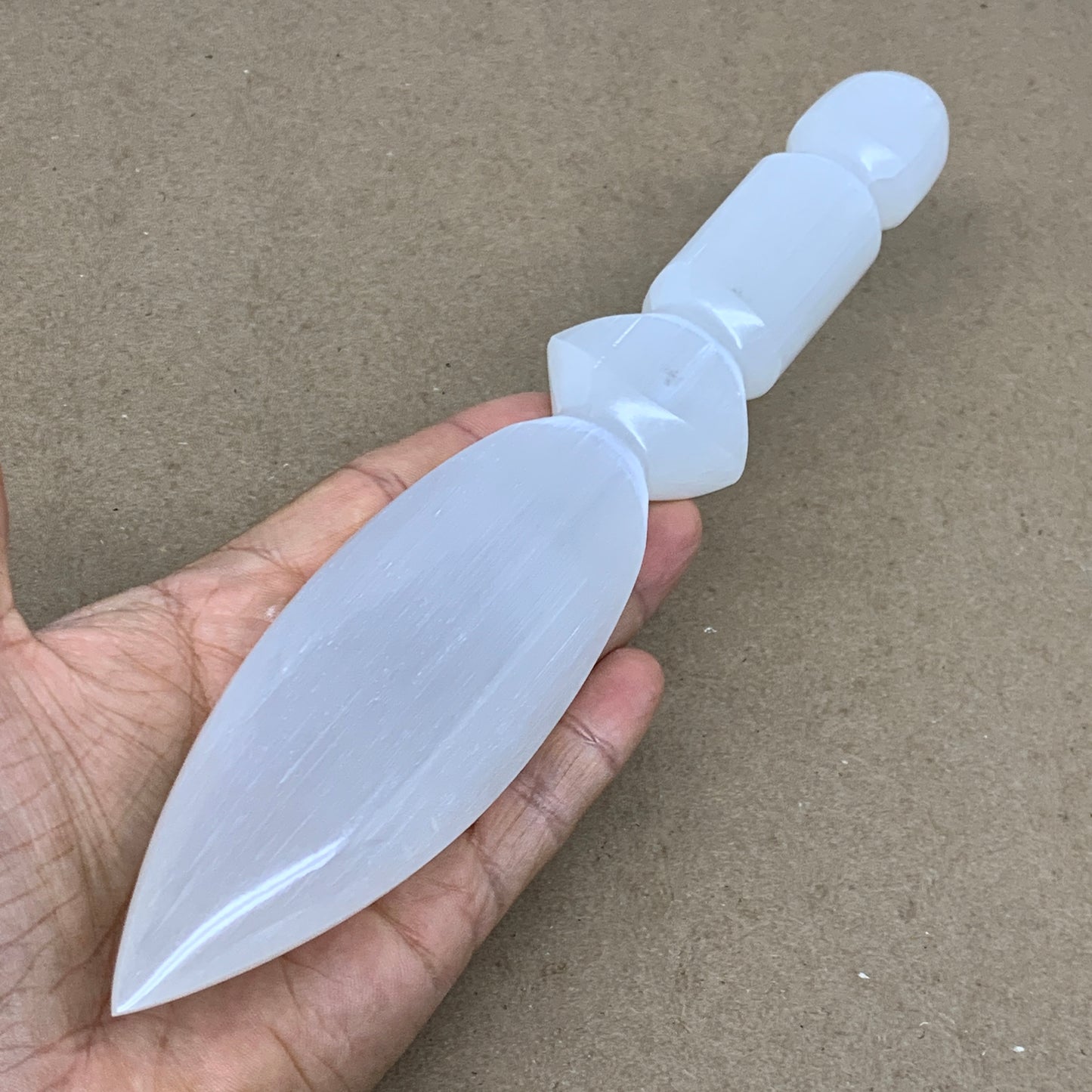 0.63 lbs, 9.75"x1.7"x0.9", Natural Selenite Crystal Dagger (Satin Spar), B36535