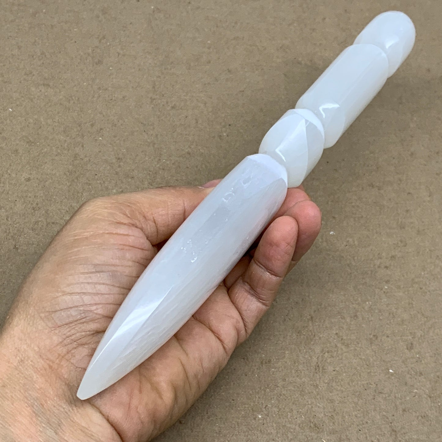0.63 lbs, 9.75"x1.7"x0.9", Natural Selenite Crystal Dagger (Satin Spar), B36535
