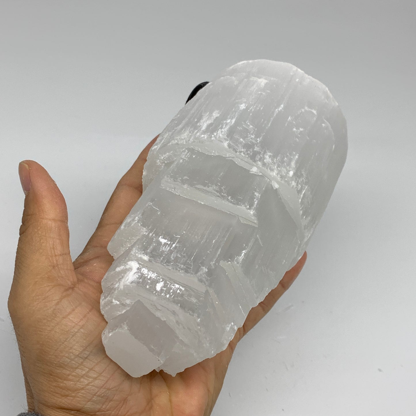 2.1 lbs, 6"x3.2", Raw Rough Selenite (Satin Spar) Lamp Tower, 6ft Chord, B35884