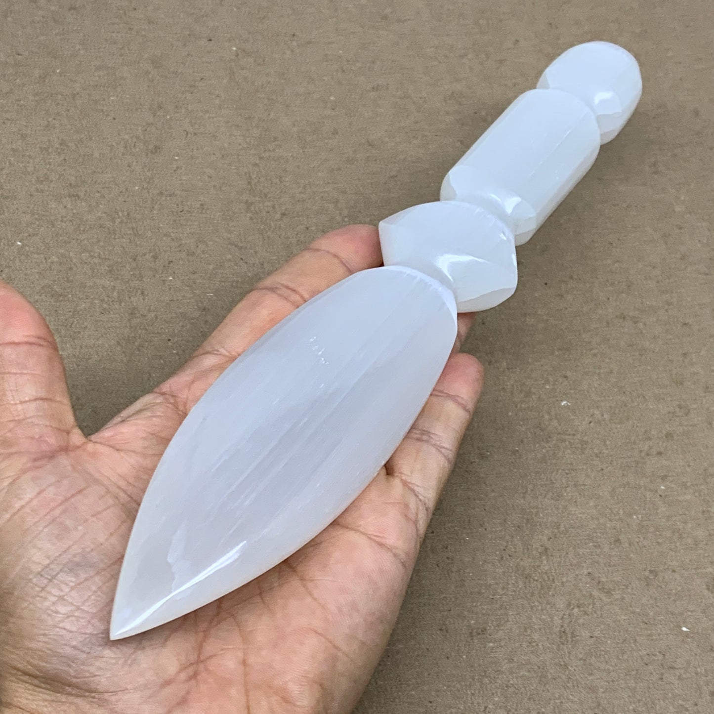 0.63 lbs, 9.75"x1.7"x0.9", Natural Selenite Crystal Dagger (Satin Spar), B36535