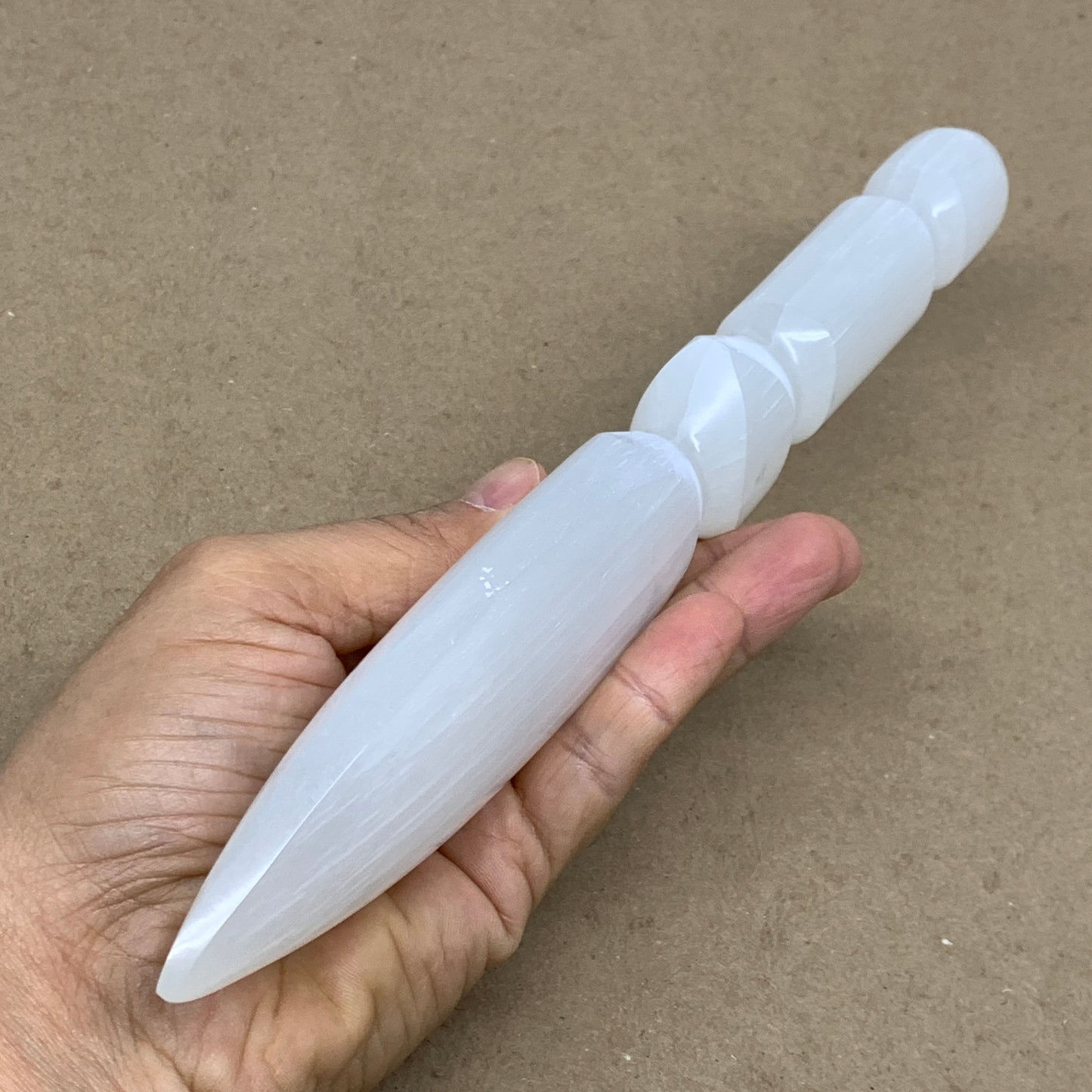 0.63 lbs, 9.75"x1.7"x0.9", Natural Selenite Crystal Dagger (Satin Spar), B36535