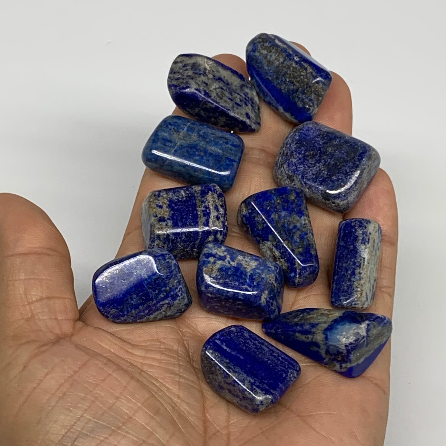 118.6g,0.8"-1.1", 11pcs, Natural Lapis Lazuli Tumbled Stone @Afghanistan, B30271