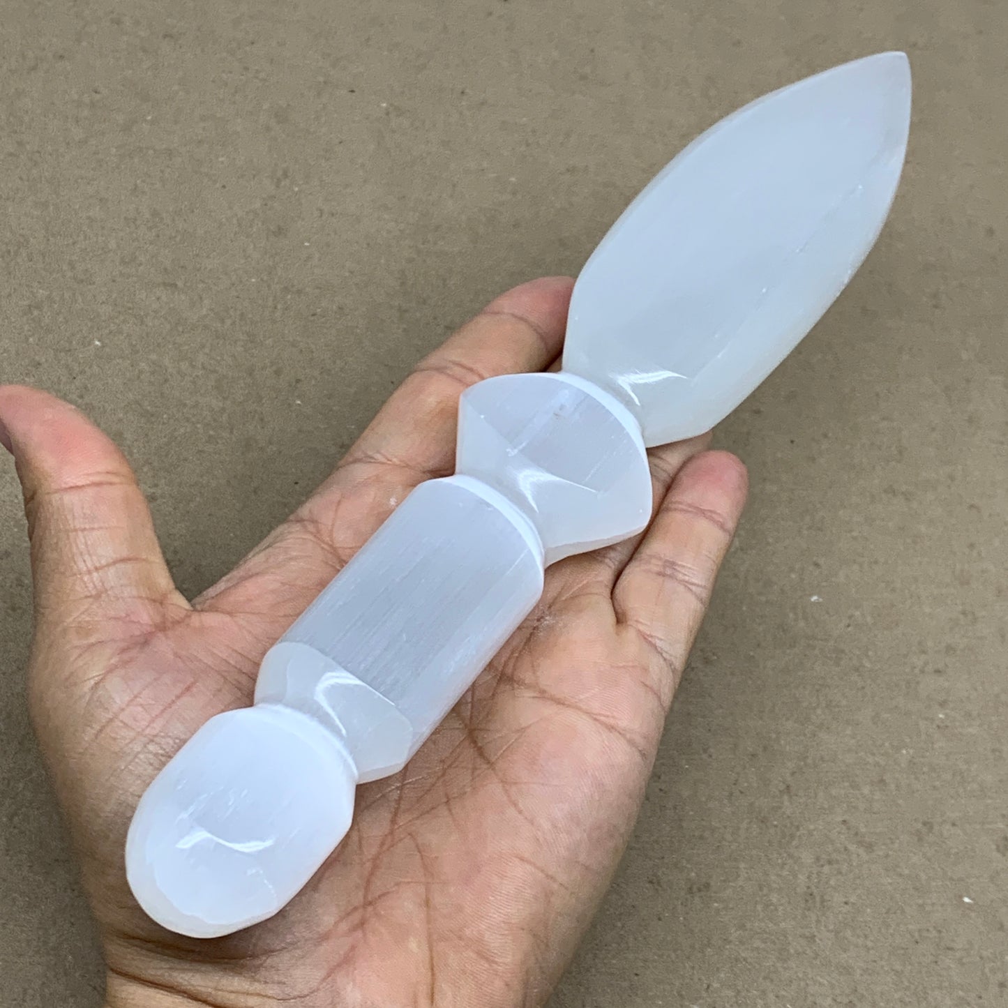 0.63 lbs, 9.75"x1.7"x0.9", Natural Selenite Crystal Dagger (Satin Spar), B36535
