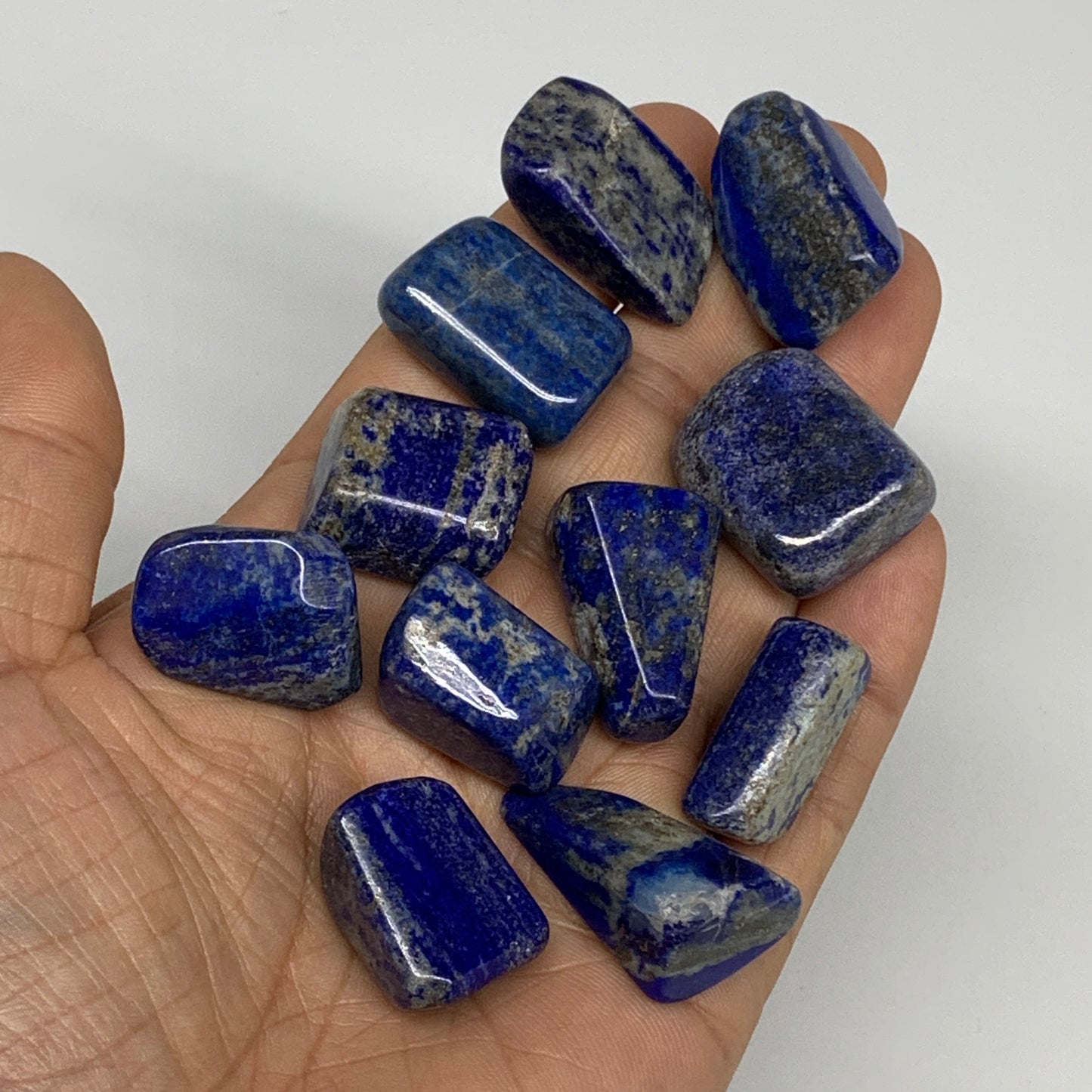 118.6g,0.8"-1.1", 11pcs, Natural Lapis Lazuli Tumbled Stone @Afghanistan, B30271