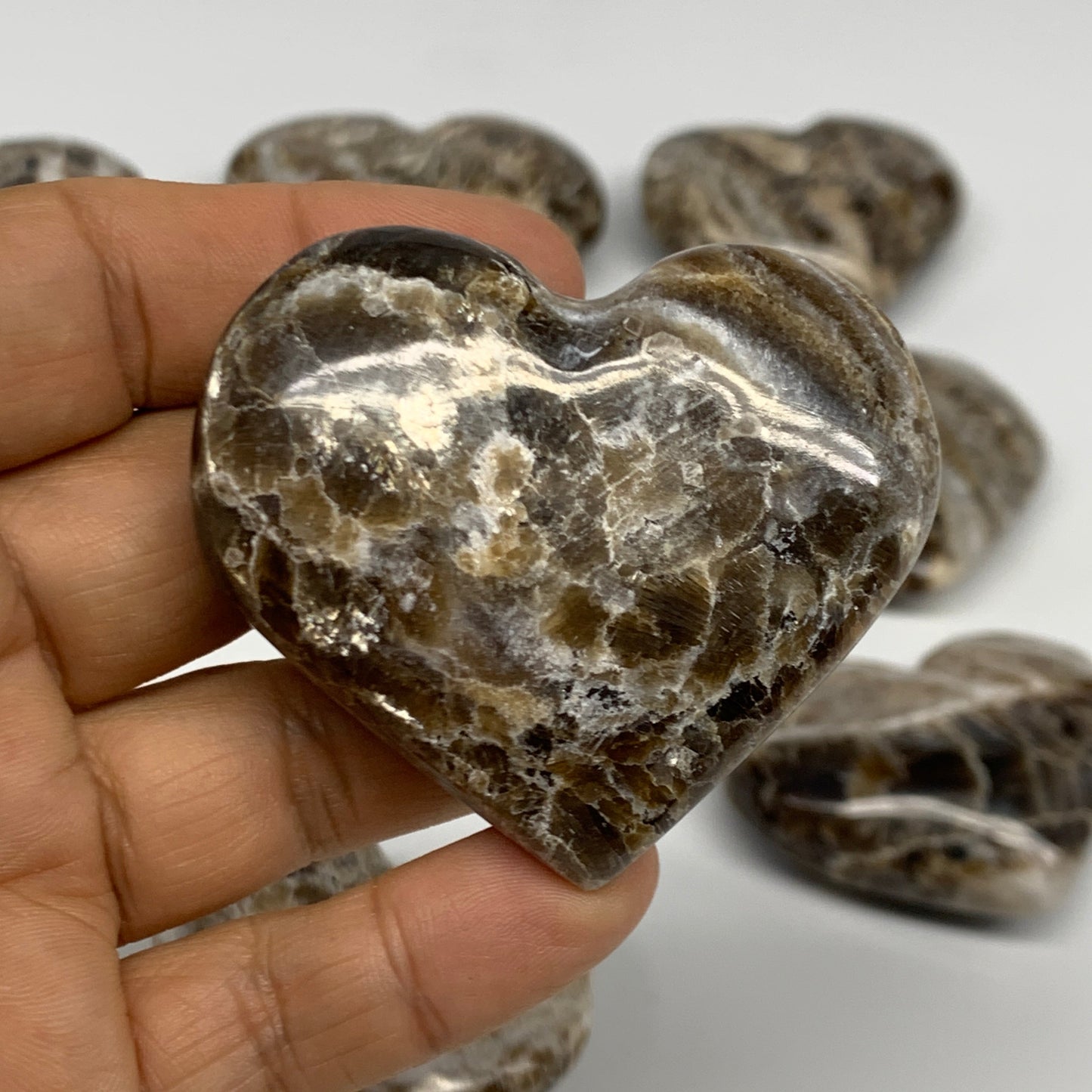 683g,(1.5 lbs) ,9 pcs, 1.8"- 2.1", Gray Onxy Hearts from Morocco, B27251