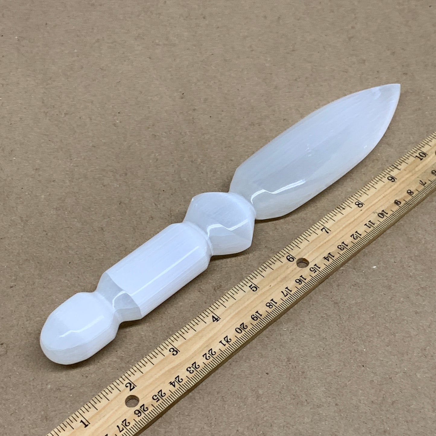 0.63 lbs, 9.75"x1.7"x0.9", Natural Selenite Crystal Dagger (Satin Spar), B36535