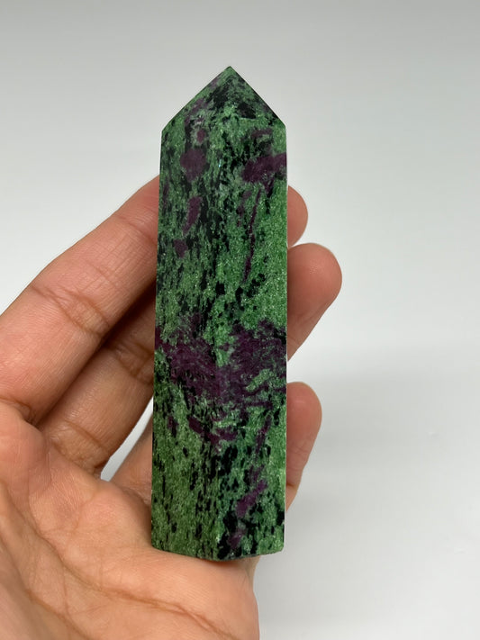 141.5g, 3.4"x1", Natural Ruby Zoisite Tower Point Obelisk @India, B31442