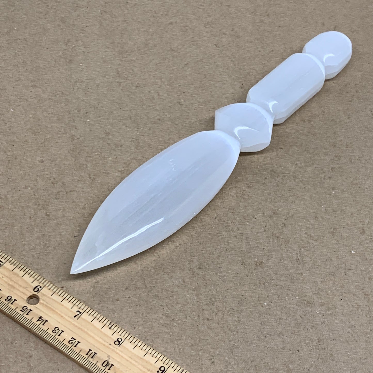 0.63 lbs, 9.75"x1.7"x0.9", Natural Selenite Crystal Dagger (Satin Spar), B36535