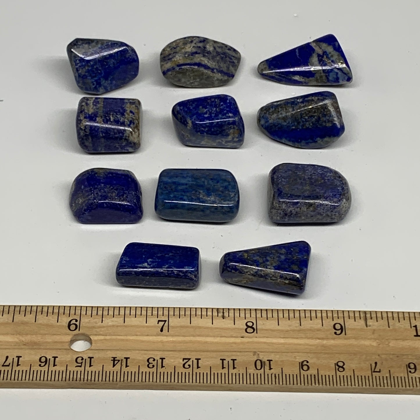118.6g,0.8"-1.1", 11pcs, Natural Lapis Lazuli Tumbled Stone @Afghanistan, B30271
