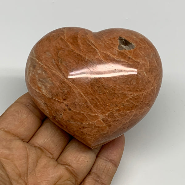 0.58 lbs, 2.7"x3"x1.5", Pink Peach Moonstone Heart Crystal Polished, B31002