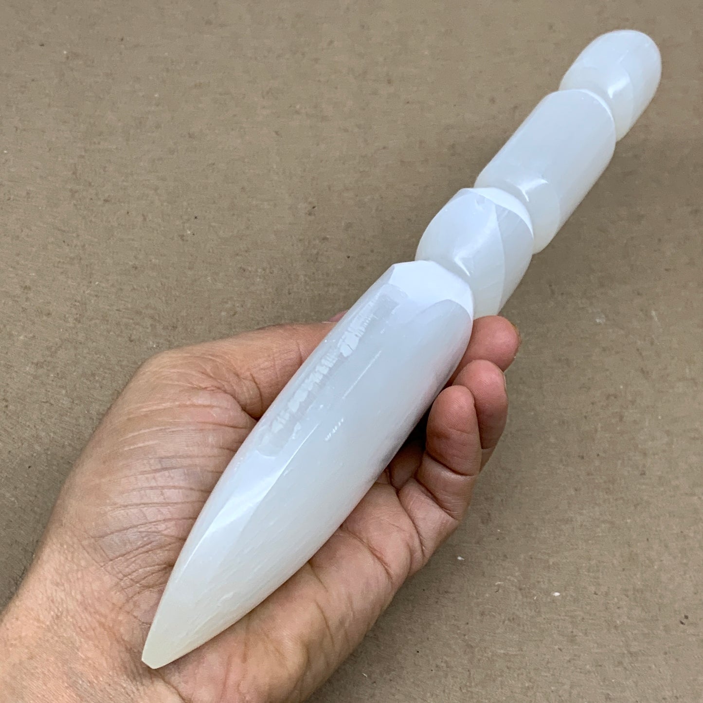 0.80 lbs, 9.75"x2"x1", Natural Selenite Crystal Dagger (Satin Spar), B36536
