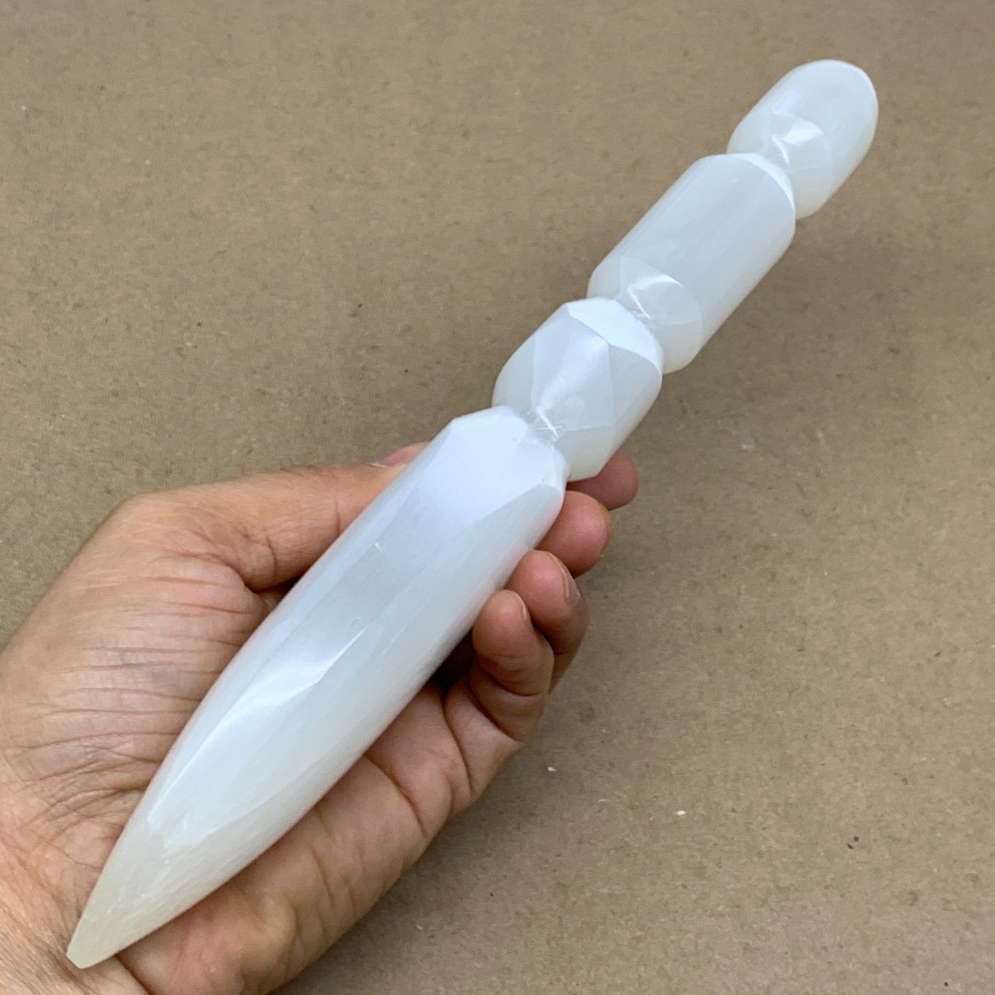 0.80 lbs, 9.75"x2"x1", Natural Selenite Crystal Dagger (Satin Spar), B36536