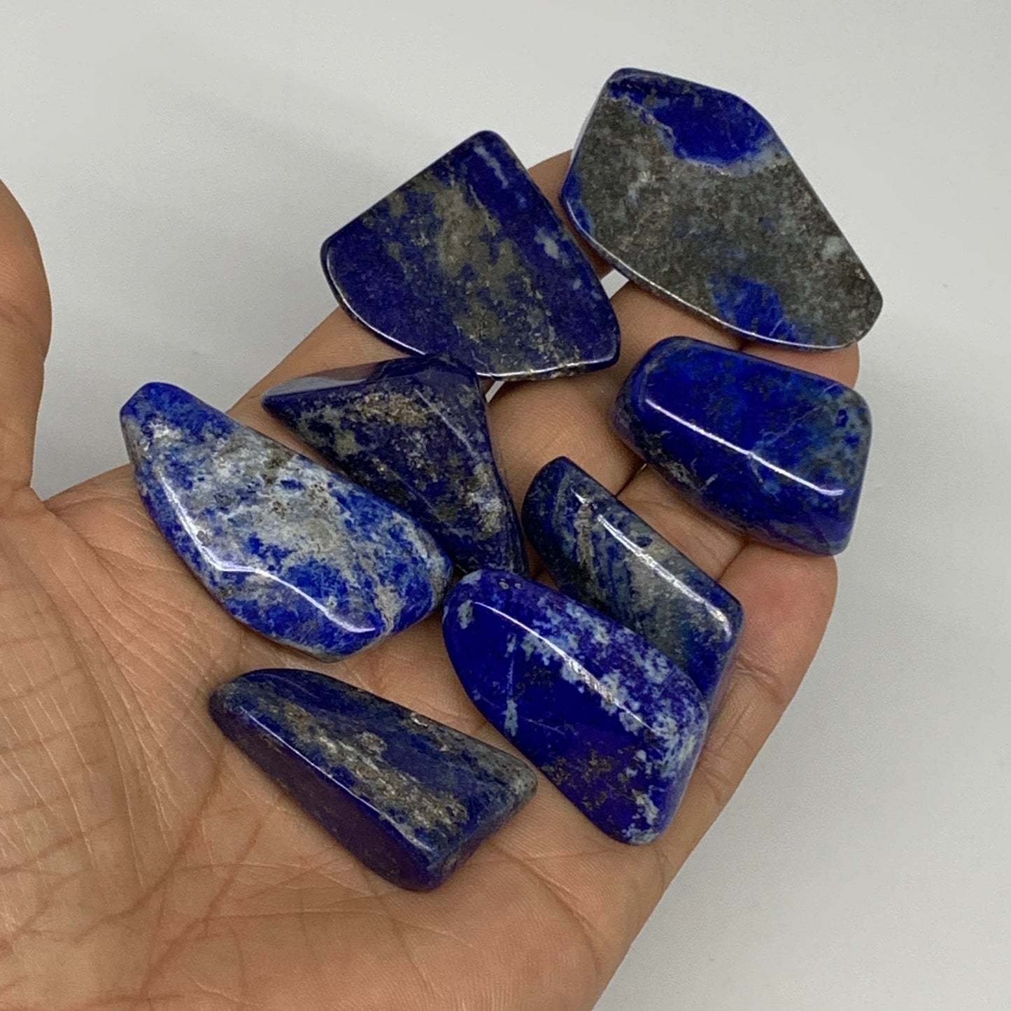 130.6g,1.2"-1.7", 8pcs, Natural Lapis Lazuli Tumbled Stone @Afghanistan, B30272