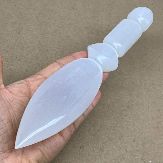 0.73 lbs, 9.75"x1.9"x1", Natural Selenite Crystal Dagger (Satin Spar), B36537