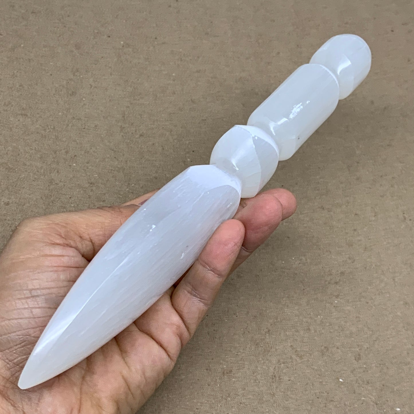 0.73 lbs, 9.75"x1.9"x1", Natural Selenite Crystal Dagger (Satin Spar), B36537