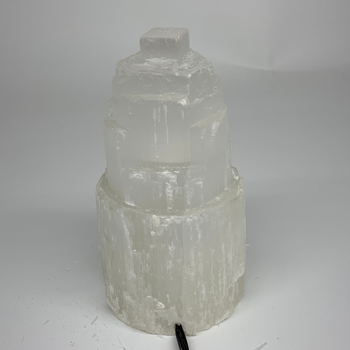 2.2 lbs, 6"x3.2", Raw Rough Selenite (Satin Spar) Lamp Tower, 6ft Chord, B35886