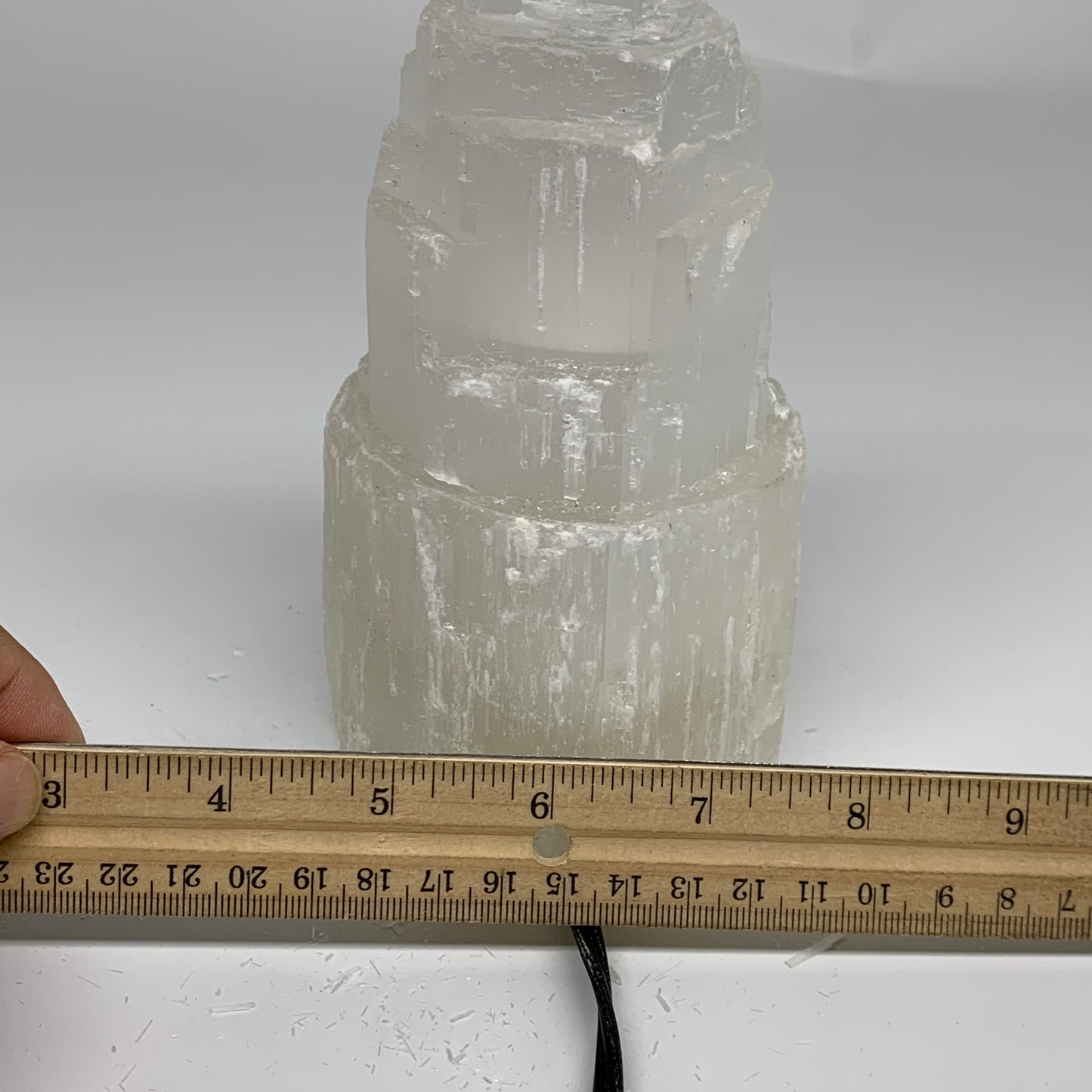 2.2 lbs, 6"x3.2", Raw Rough Selenite (Satin Spar) Lamp Tower, 6ft Chord, B35886