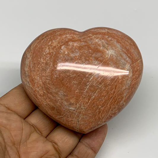0.58 lbs, 2.8"x3.2"x1.4", Pink Peach Moonstone Heart Crystal Polished, B31003