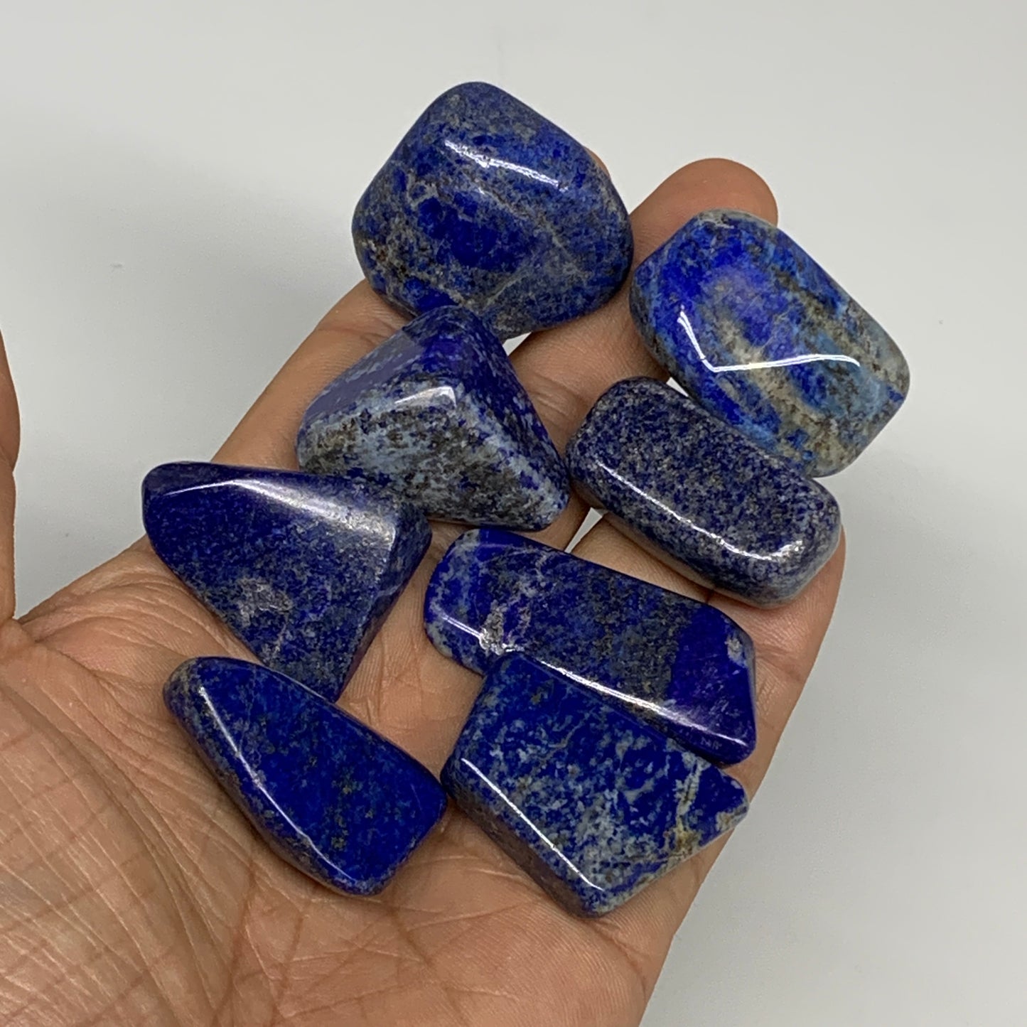 147.6g,1.1"-1.7", 8pcs, Natural Lapis Lazuli Tumbled Stone @Afghanistan, B30273