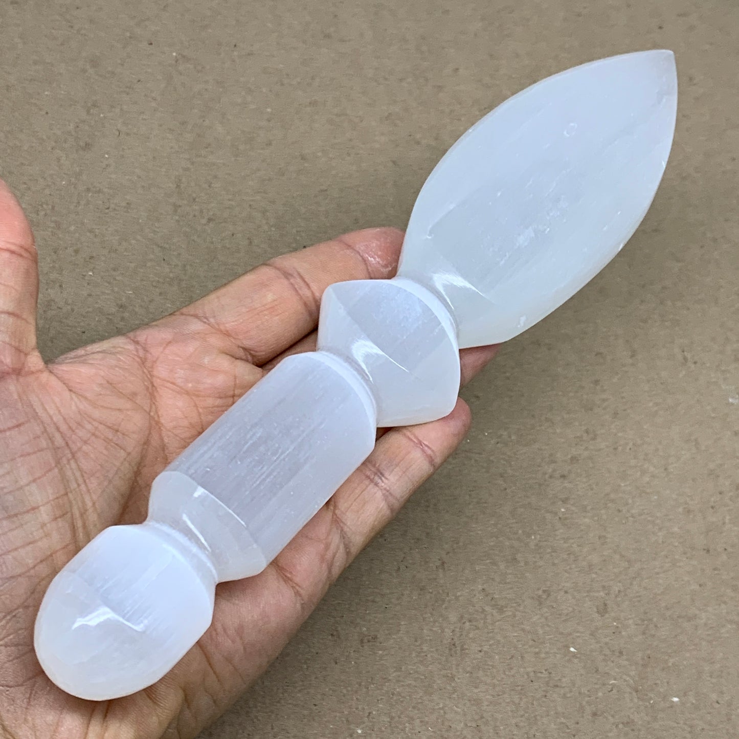 0.73 lbs, 9.75"x1.9"x1", Natural Selenite Crystal Dagger (Satin Spar), B36537