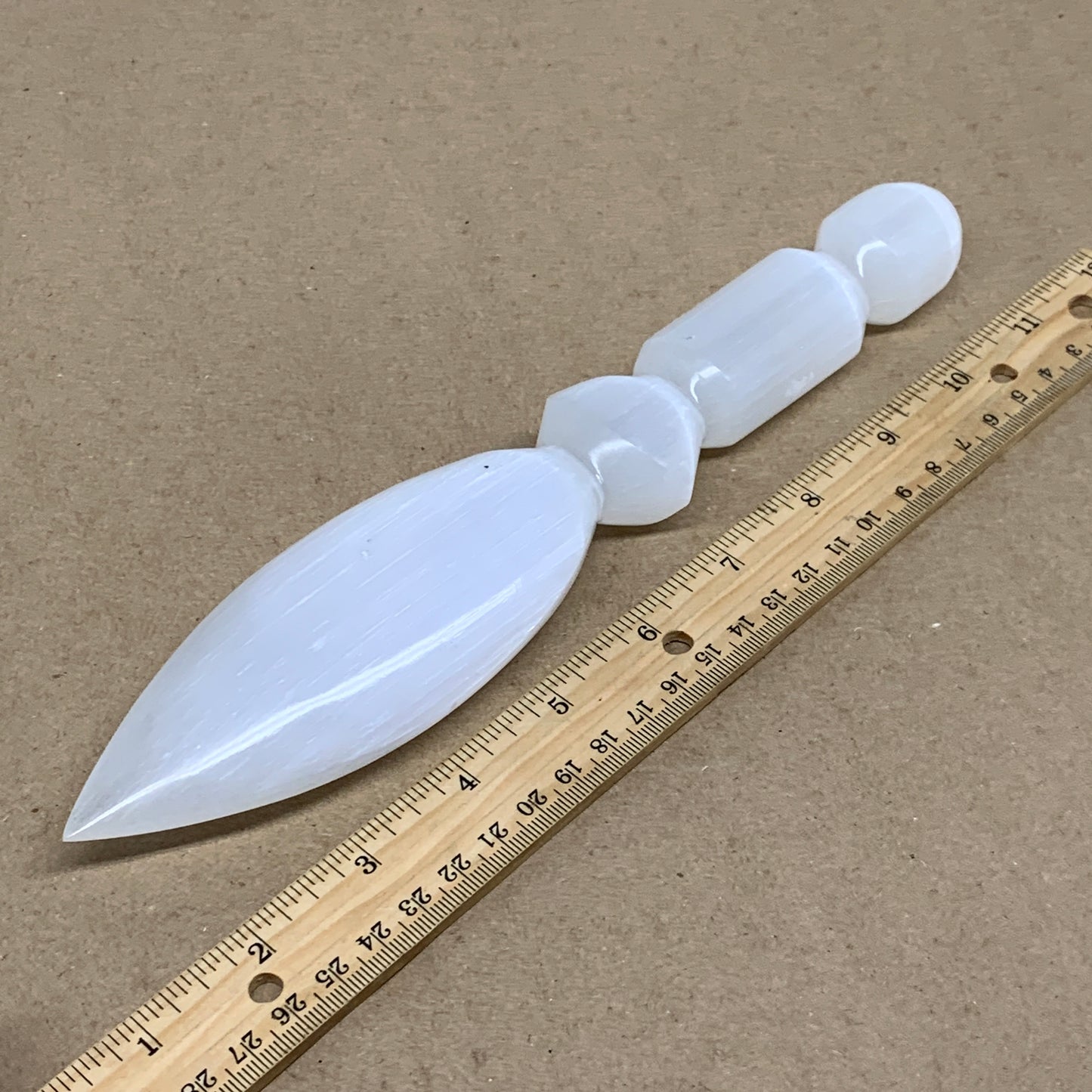0.73 lbs, 9.75"x1.9"x1", Natural Selenite Crystal Dagger (Satin Spar), B36537