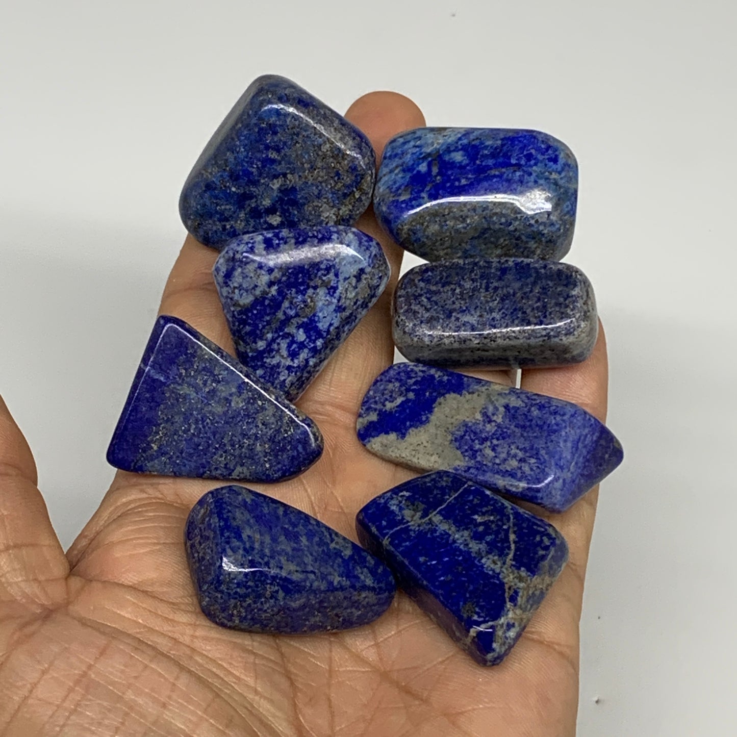 147.6g,1.1"-1.7", 8pcs, Natural Lapis Lazuli Tumbled Stone @Afghanistan, B30273