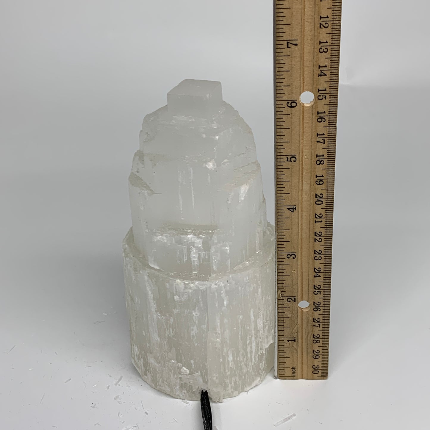 2.2 lbs, 6"x3.2", Raw Rough Selenite (Satin Spar) Lamp Tower, 6ft Chord, B35886