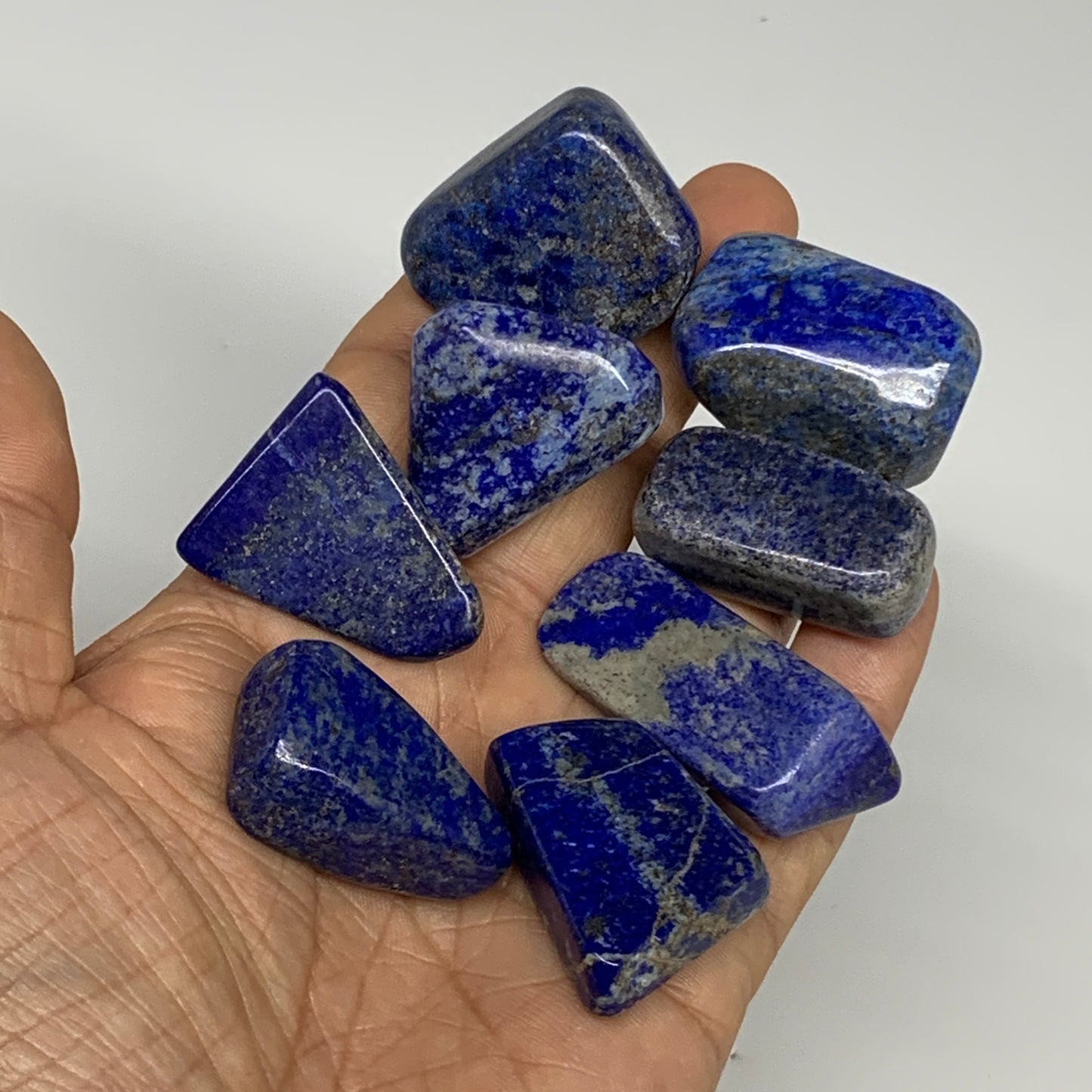 147.6g,1.1"-1.7", 8pcs, Natural Lapis Lazuli Tumbled Stone @Afghanistan, B30273