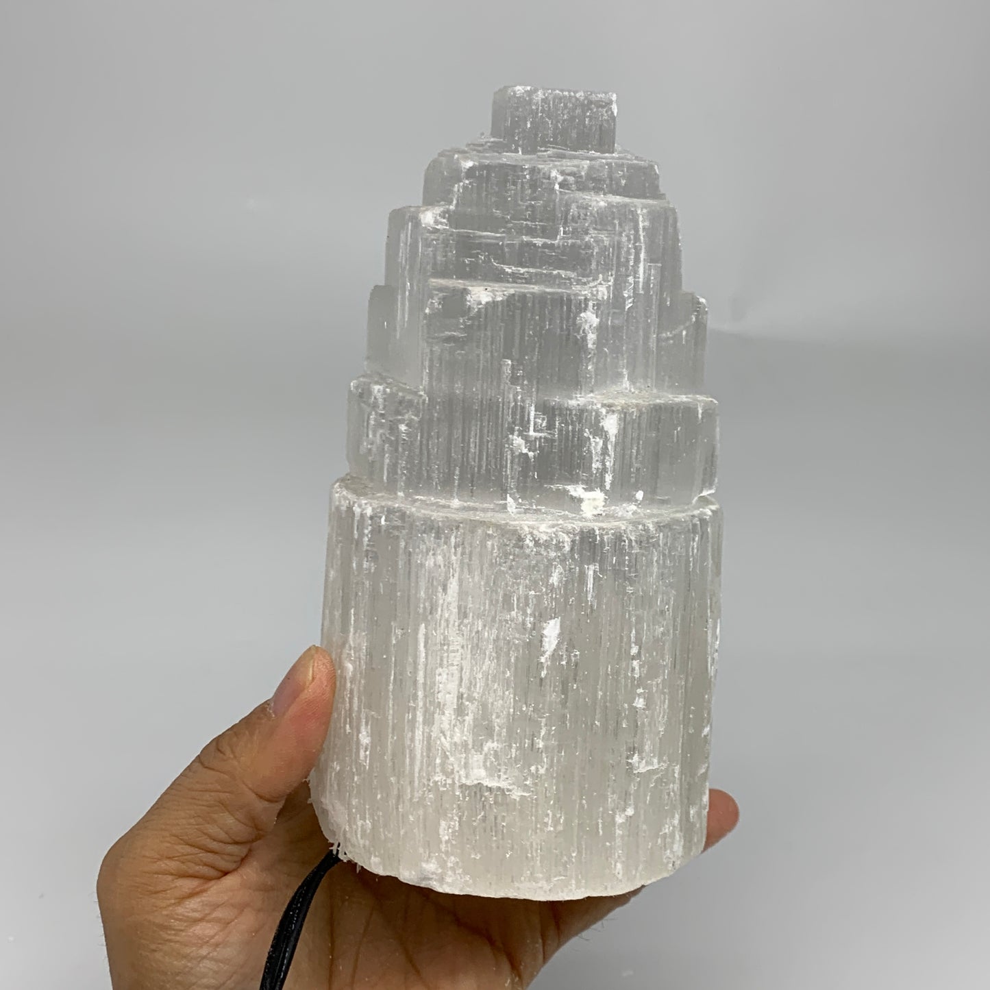 2.2 lbs, 6"x3.2", Raw Rough Selenite (Satin Spar) Lamp Tower, 6ft Chord, B35886