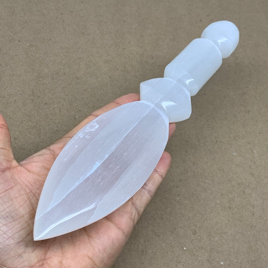 0.69 lbs, 9.75"x2"x0.9", Natural Selenite Crystal Dagger (Satin Spar), B36538