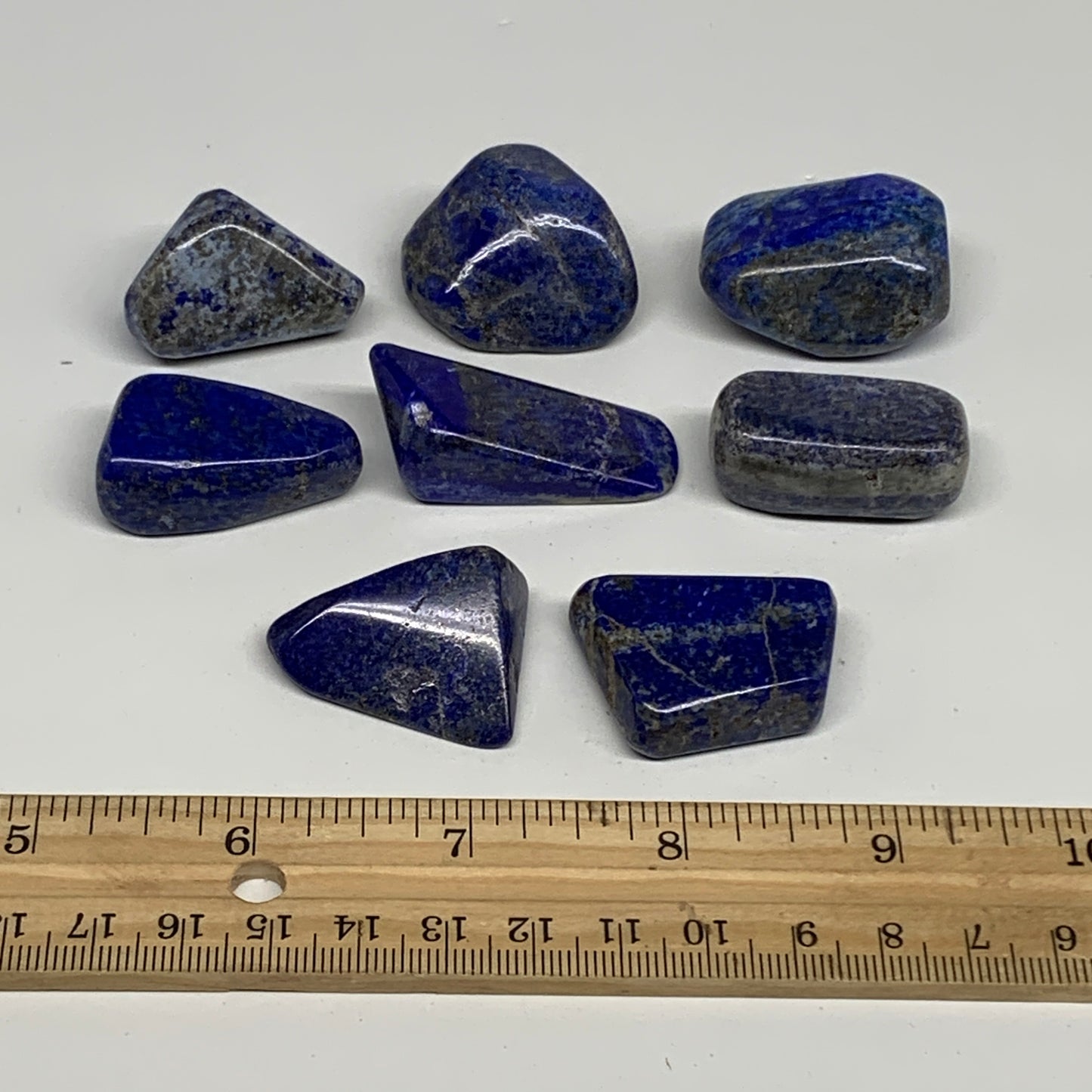 147.6g,1.1"-1.7", 8pcs, Natural Lapis Lazuli Tumbled Stone @Afghanistan, B30273