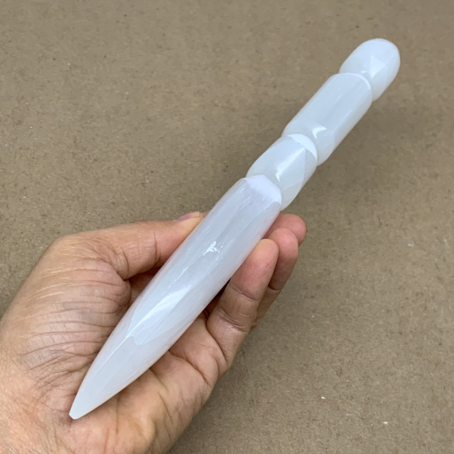 0.69 lbs, 9.75"x2"x0.9", Natural Selenite Crystal Dagger (Satin Spar), B36538