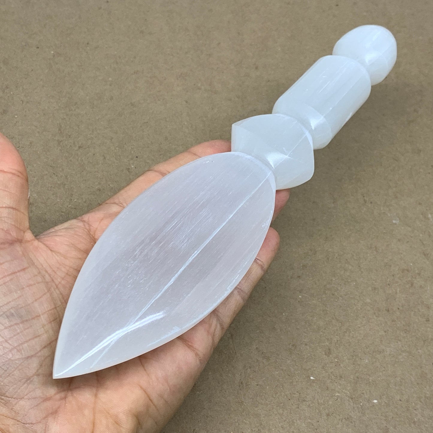 0.69 lbs, 9.75"x2"x0.9", Natural Selenite Crystal Dagger (Satin Spar), B36538