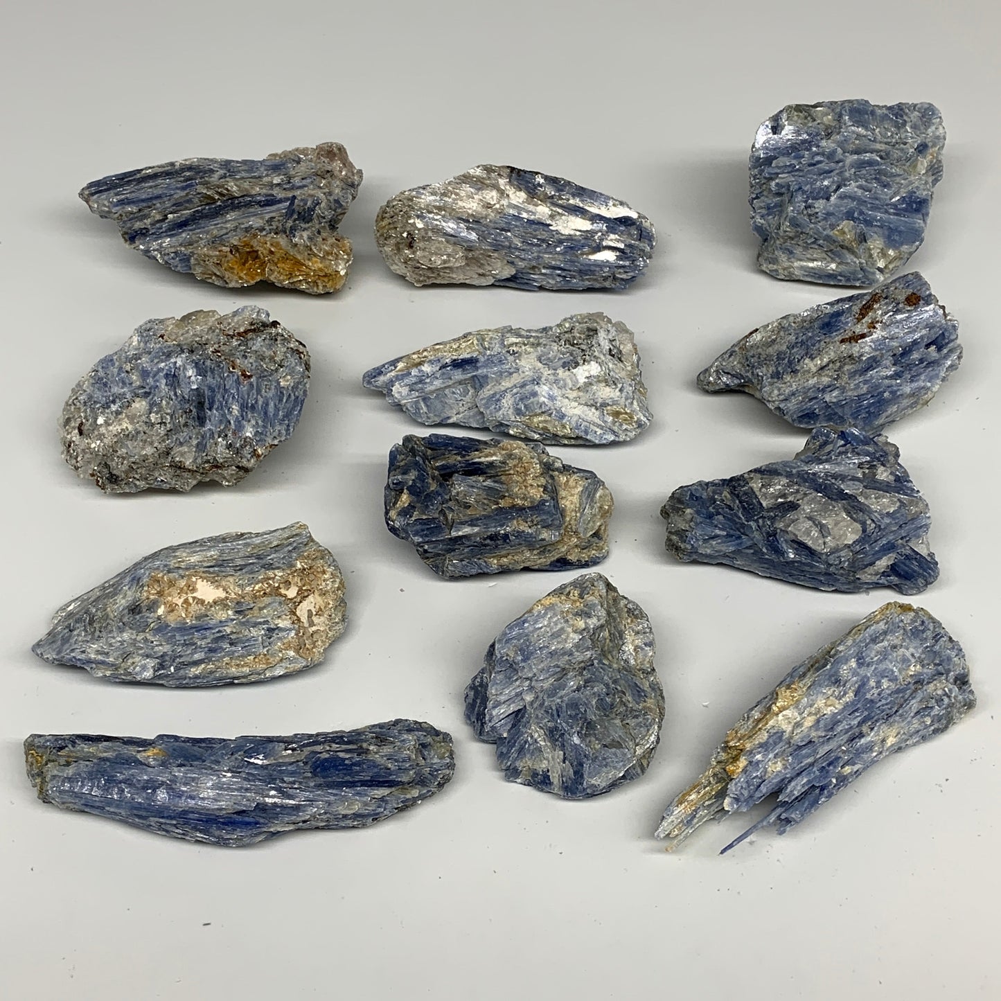 2.2 lbs, 1.7"-3.5", 12pcs, Rough Raw Blue Kyanite Minerals Specimens,B28795