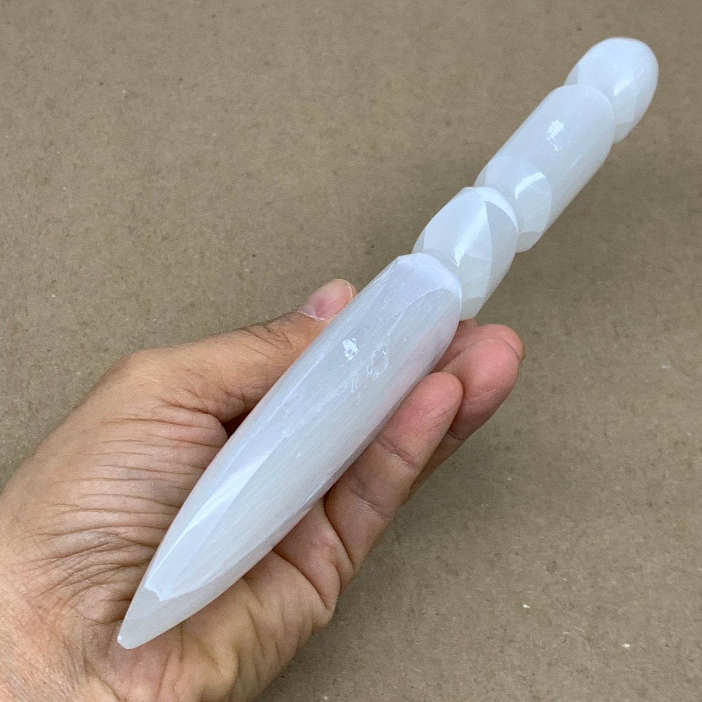 0.69 lbs, 9.75"x2"x0.9", Natural Selenite Crystal Dagger (Satin Spar), B36538