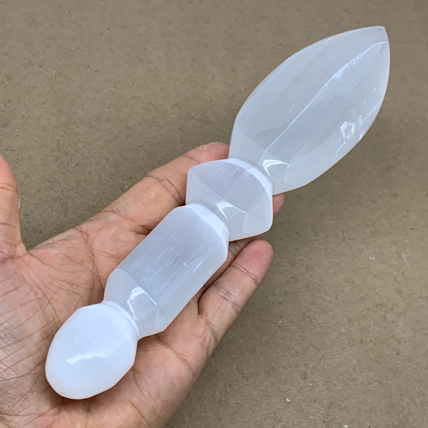 0.69 lbs, 9.75"x2"x0.9", Natural Selenite Crystal Dagger (Satin Spar), B36538